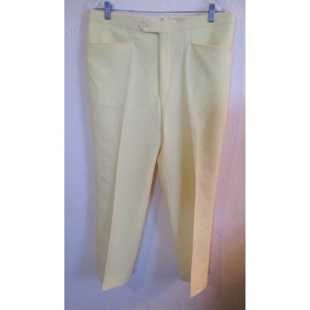 VTG Jaymar Sansabelt Golf Polyester Pants Size 36 X 30 Bright Yellow Disco